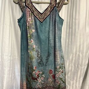 Floral Teal Sleeveless Dress
